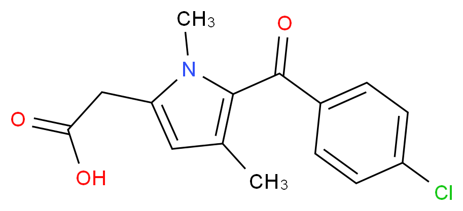 2-[5-(4-chlorobenzoyl)-1,4-dimethyl-1H-pyrrol-2-yl]acetic acid_分子结构_CAS_33369-31-2