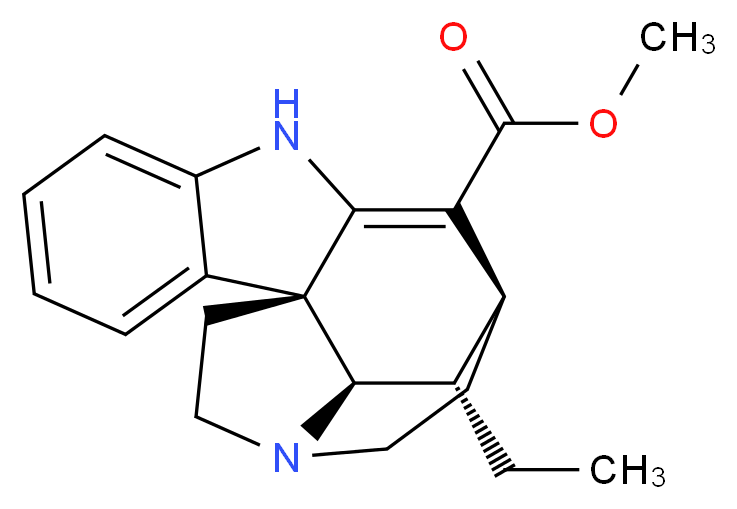 methyl (1S,11S,17R,18S)-18-ethyl-8,14-diazapentacyclo[9.5.2.0<sup>1</sup>,<sup>9</sup>.0<sup>2</sup>,<sup>7</sup>.0<sup>1</sup><sup>4</sup>,<sup>1</sup><sup>7</sup>]octadeca-2,4,6,9-tetraene-10-carboxylate_分子结构_CAS_6711-69-9