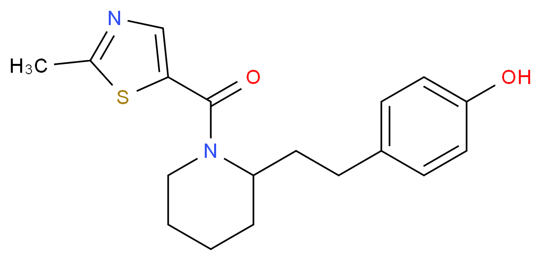 4-(2-{1-[(2-methyl-1,3-thiazol-5-yl)carbonyl]-2-piperidinyl}ethyl)phenol_分子结构_CAS_)