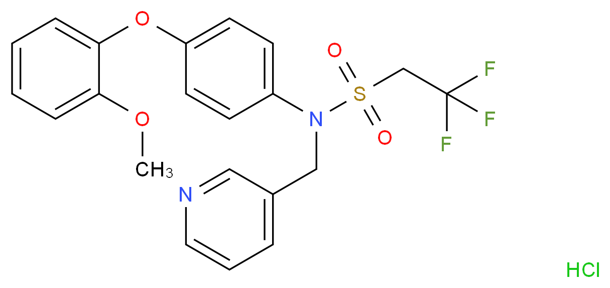 2,2,2-trifluoro-N-[4-(2-methoxyphenoxy)phenyl]-N-(pyridin-3-ylmethyl)ethane-1-sulfonamide hydrochloride_分子结构_CAS_353229-59-1