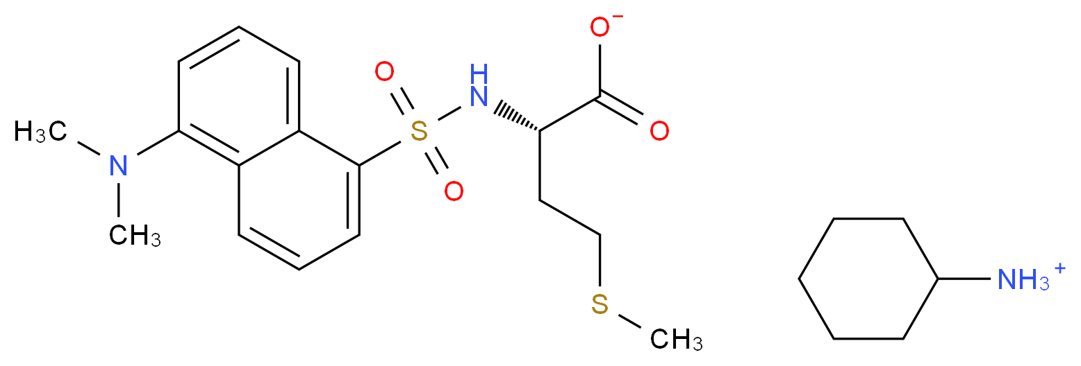 cyclohexanaminium (2S)-2-[5-(dimethylamino)naphthalene-1-sulfonamido]-4-(methylsulfanyl)butanoate_分子结构_CAS_53332-30-2