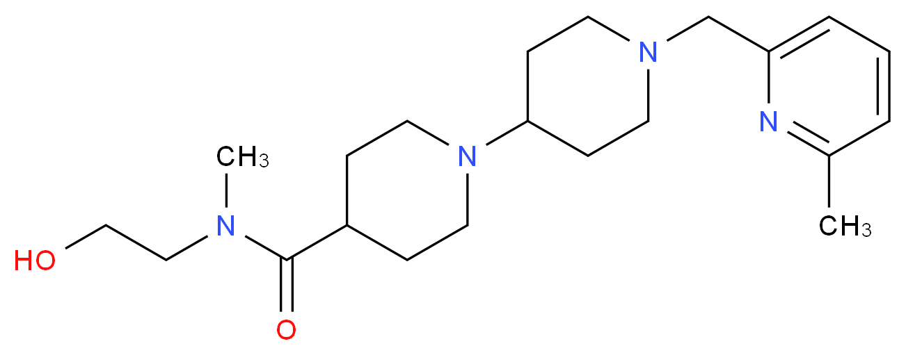 N-(2-hydroxyethyl)-N-methyl-1'-[(6-methylpyridin-2-yl)methyl]-1,4'-bipiperidine-4-carboxamide_分子结构_CAS_)