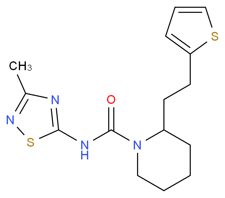 N-(3-methyl-1,2,4-thiadiazol-5-yl)-2-[2-(2-thienyl)ethyl]-1-piperidinecarboxamide_分子结构_CAS_)