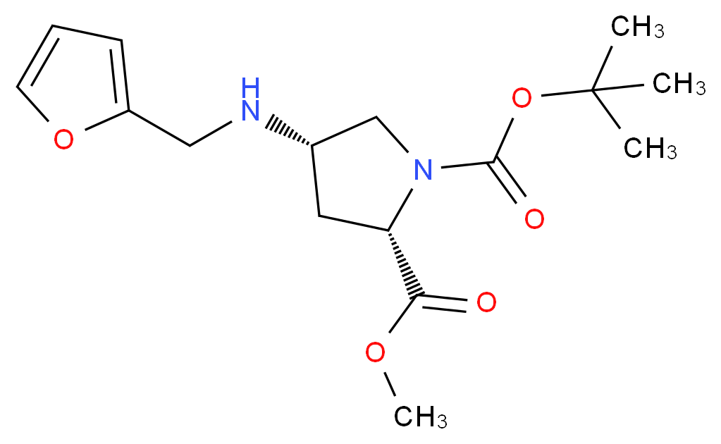 1-tert-Butyl 2-methyl (2S,4S)-4-[(2-furylmethyl)-amino]pyrrolidine-1,2-dicarboxylate_分子结构_CAS_)