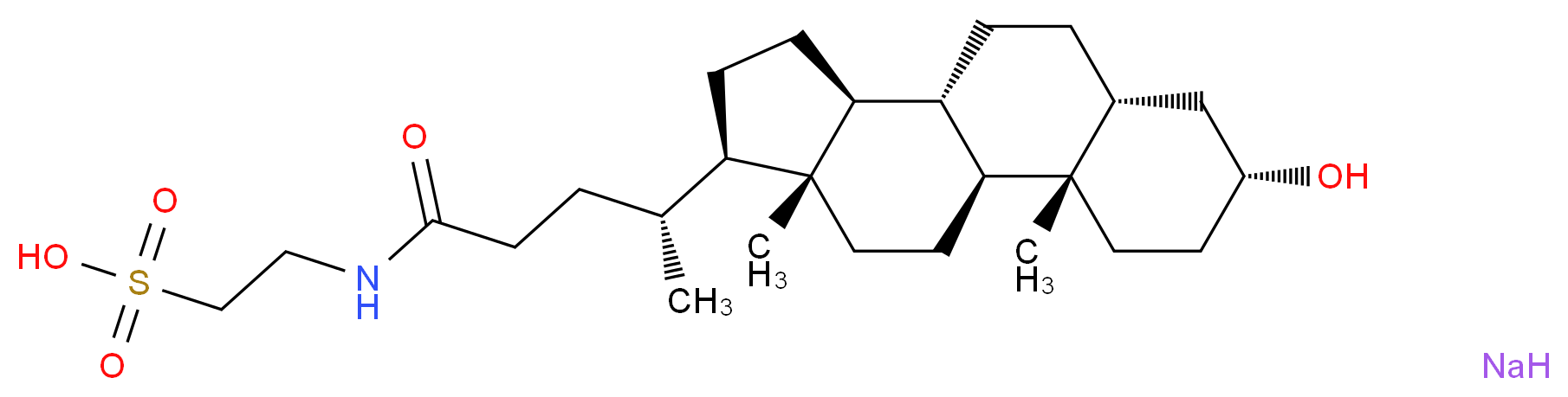 2-[(4R)-4-[(1S,2S,5R,7R,10R,11S,14R,15R)-5-hydroxy-2,15-dimethyltetracyclo[8.7.0.0<sup>2</sup>,<sup>7</sup>.0<sup>1</sup><sup>1</sup>,<sup>1</sup><sup>5</sup>]heptadecan-14-yl]pentanamido]ethane-1-sulfonic acid sodium_分子结构_CAS_6042-32-6