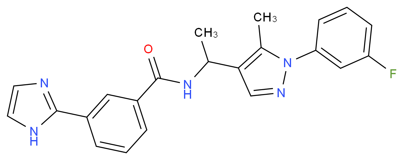 N-{1-[1-(3-fluorophenyl)-5-methyl-1H-pyrazol-4-yl]ethyl}-3-(1H-imidazol-2-yl)benzamide_分子结构_CAS_)