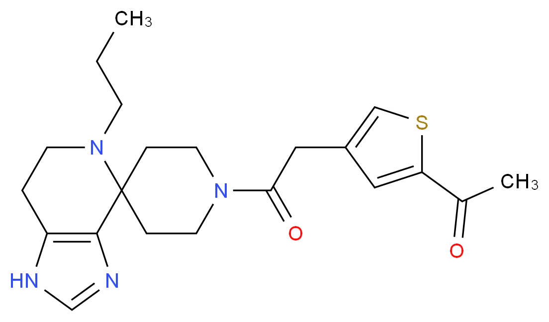 1-{4-[2-oxo-2-(5-propyl-1,5,6,7-tetrahydro-1'H-spiro[imidazo[4,5-c]pyridine-4,4'-piperidin]-1'-yl)ethyl]-2-thienyl}ethanone_分子结构_CAS_)