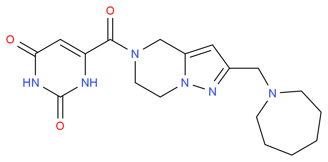 6-{[2-(1-azepanylmethyl)-6,7-dihydropyrazolo[1,5-a]pyrazin-5(4H)-yl]carbonyl}-2,4(1H,3H)-pyrimidinedione_分子结构_CAS_)