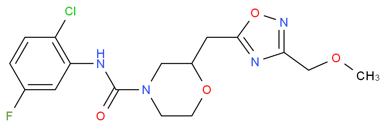 N-(2-chloro-5-fluorophenyl)-2-{[3-(methoxymethyl)-1,2,4-oxadiazol-5-yl]methyl}morpholine-4-carboxamide_分子结构_CAS_)