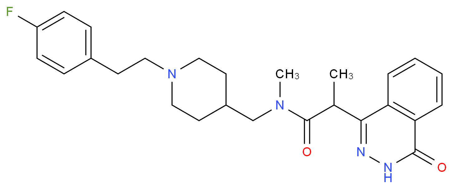 N-({1-[2-(4-fluorophenyl)ethyl]-4-piperidinyl}methyl)-N-methyl-2-(4-oxo-3,4-dihydro-1-phthalazinyl)propanamide_分子结构_CAS_)