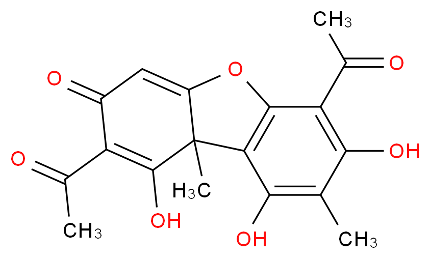 4,10-diacetyl-3,11,13-trihydroxy-2,12-dimethyl-8-oxatricyclo[7.4.0.0<sup>2</sup>,<sup>7</sup>]trideca-1(9),3,6,10,12-pentaen-5-one_分子结构_CAS_7562-61-0