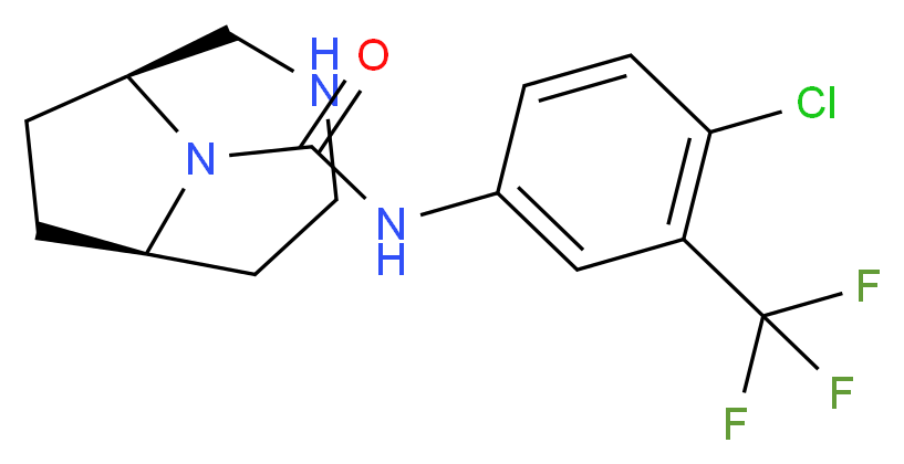 (1S*,6R*)-N-[4-chloro-3-(trifluoromethyl)phenyl]-3,9-diazabicyclo[4.2.1]nonane-9-carboxamide_分子结构_CAS_)