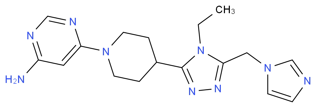 6-{4-[4-ethyl-5-(1H-imidazol-1-ylmethyl)-4H-1,2,4-triazol-3-yl]piperidin-1-yl}pyrimidin-4-amine_分子结构_CAS_)
