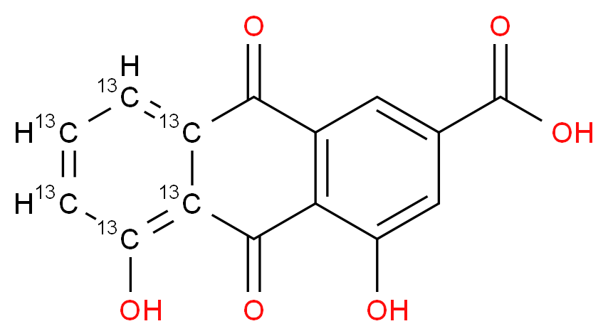 4,5-dihydroxy-9,10-dioxo-9,10-dihydro(5,6,7,8,8a,10a-<sup>1</sup><sup>3</sup>C<sub>6</sub>)anthracene-2-carboxylic acid_分子结构_CAS_1330166-42-1