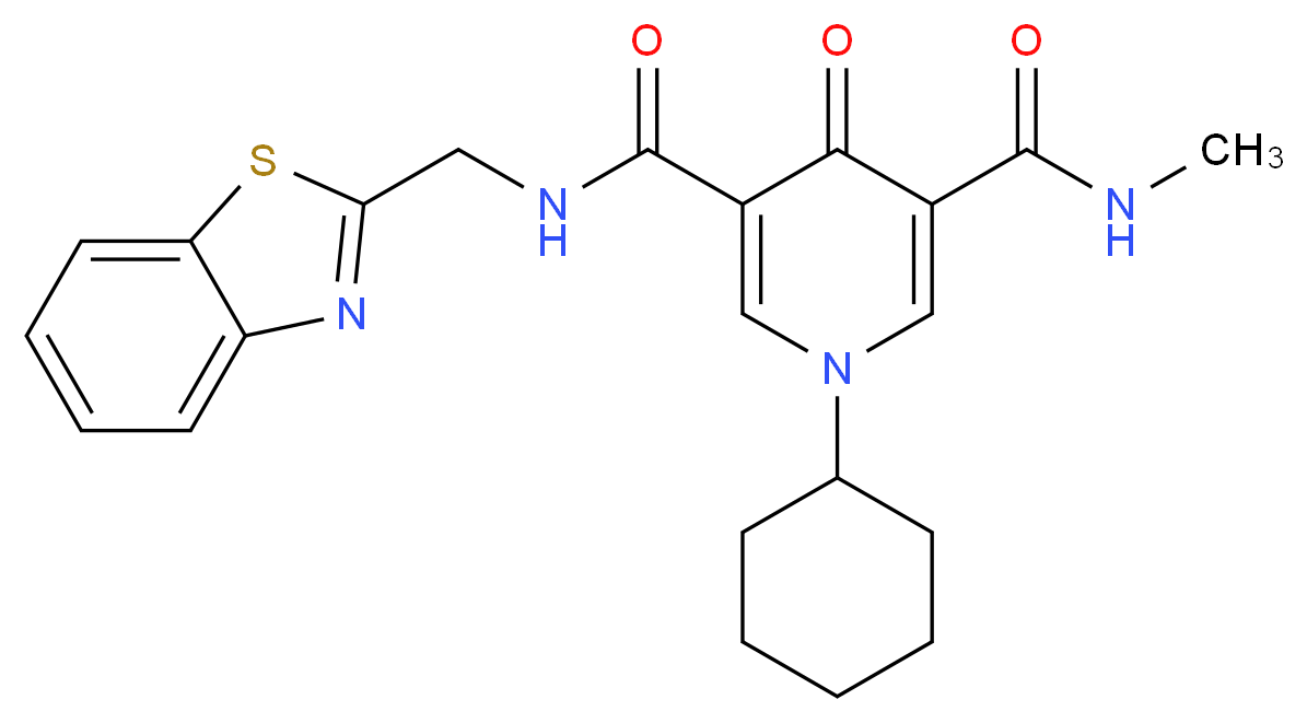 N-(1,3-benzothiazol-2-ylmethyl)-1-cyclohexyl-N'-methyl-4-oxo-1,4-dihydro-3,5-pyridinedicarboxamide_分子结构_CAS_)