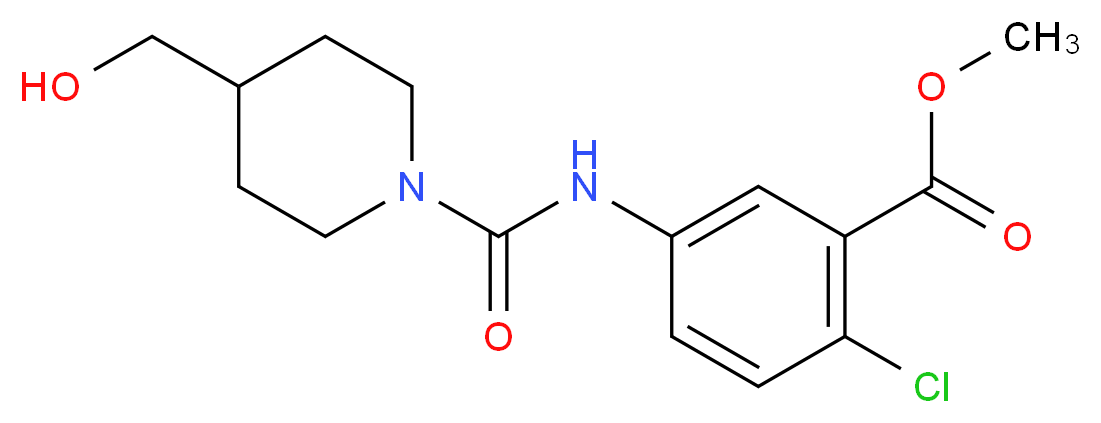 methyl 2-chloro-5-({[4-(hydroxymethyl)piperidin-1-yl]carbonyl}amino)benzoate_分子结构_CAS_)