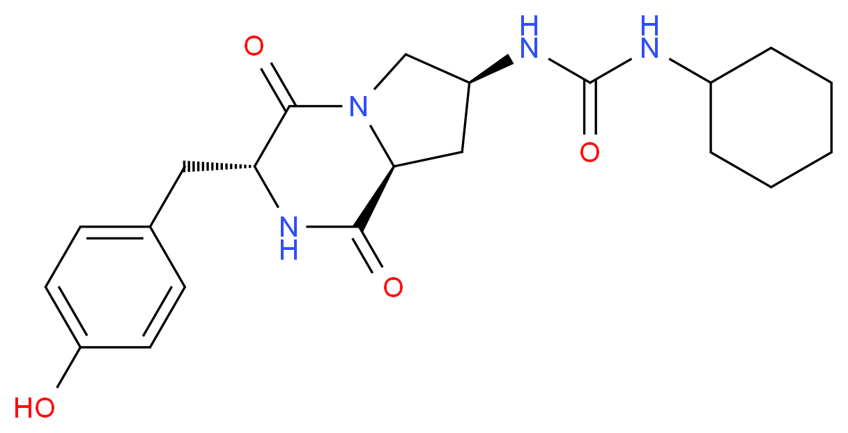 N-cyclohexyl-N'-[(3R,7S,8aS)-3-(4-hydroxybenzyl)-1,4-dioxooctahydropyrrolo[1,2-a]pyrazin-7-yl]urea_分子结构_CAS_)