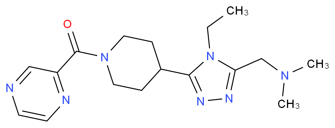 ({4-ethyl-5-[1-(pyrazin-2-ylcarbonyl)piperidin-4-yl]-4H-1,2,4-triazol-3-yl}methyl)dimethylamine_分子结构_CAS_)
