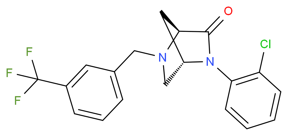 (1S*,4S*)-2-(2-chlorophenyl)-5-[3-(trifluoromethyl)benzyl]-2,5-diazabicyclo[2.2.1]heptan-3-one_分子结构_CAS_)