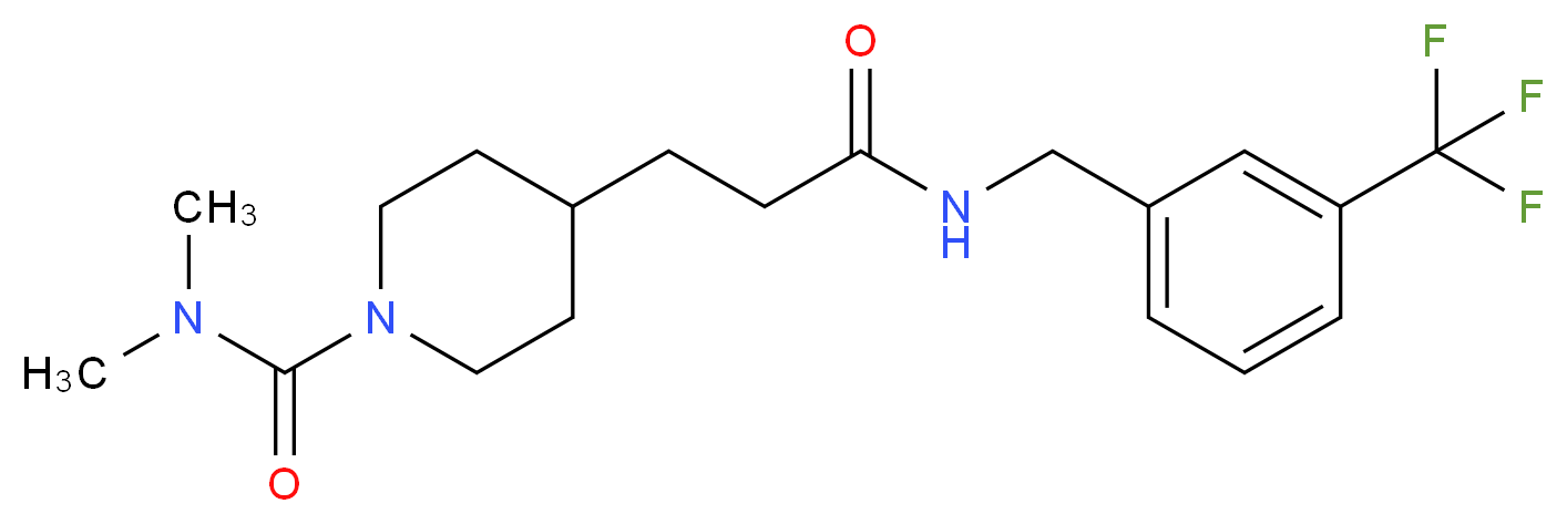 N,N-dimethyl-4-(3-oxo-3-{[3-(trifluoromethyl)benzyl]amino}propyl)piperidine-1-carboxamide_分子结构_CAS_)