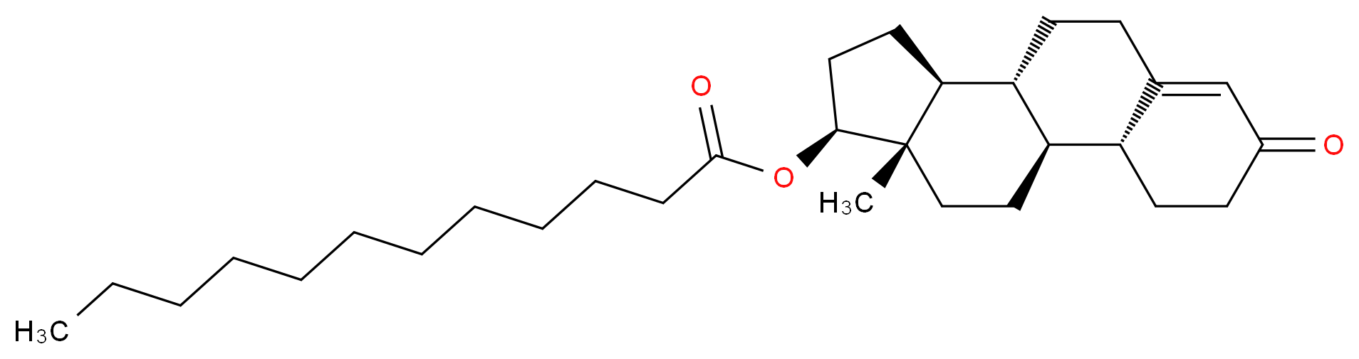 (1S,2R,10R,11S,14S,15S)-15-methyl-5-oxotetracyclo[8.7.0.0<sup>2</sup>,<sup>7</sup>.0<sup>1</sup><sup>1</sup>,<sup>1</sup><sup>5</sup>]heptadec-6-en-14-yl dodecanoate_分子结构_CAS_26490-31-3