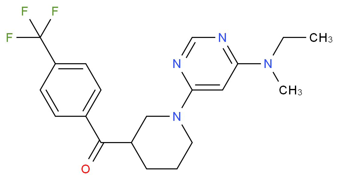(1-{6-[ethyl(methyl)amino]pyrimidin-4-yl}piperidin-3-yl)[4-(trifluoromethyl)phenyl]methanone_分子结构_CAS_)