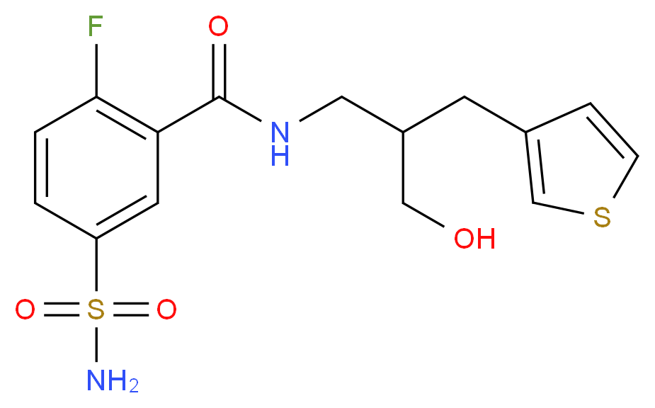 5-(aminosulfonyl)-2-fluoro-N-[3-hydroxy-2-(3-thienylmethyl)propyl]benzamide_分子结构_CAS_)