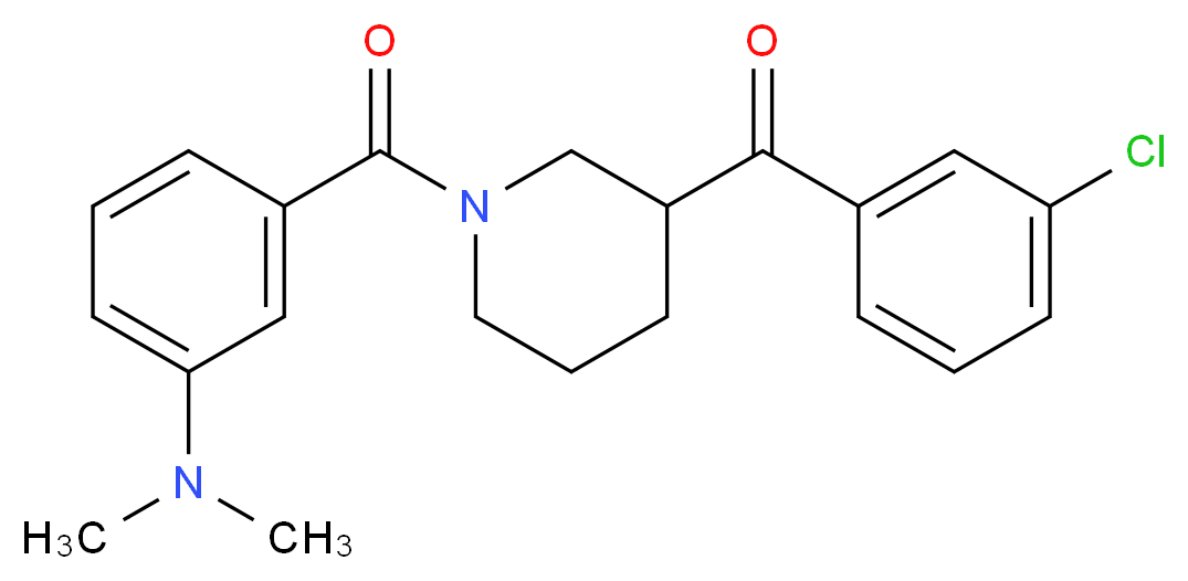 (3-chlorophenyl){1-[3-(dimethylamino)benzoyl]-3-piperidinyl}methanone_分子结构_CAS_)