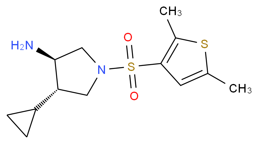 (3R*,4S*)-4-cyclopropyl-1-[(2,5-dimethyl-3-thienyl)sulfonyl]pyrrolidin-3-amine_分子结构_CAS_)