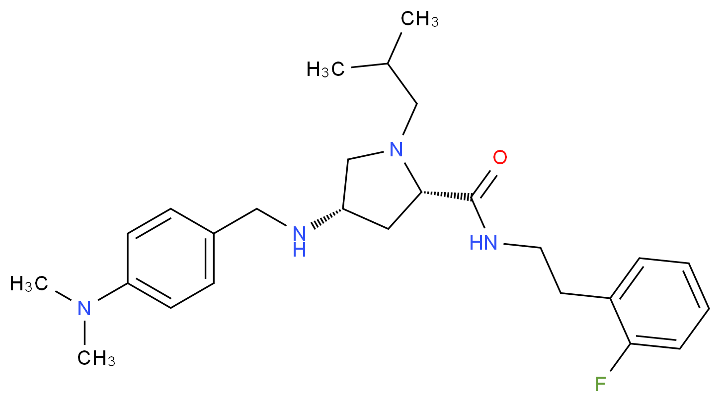 (4S)-4-{[4-(dimethylamino)benzyl]amino}-N-[2-(2-fluorophenyl)ethyl]-1-isobutyl-L-prolinamide_分子结构_CAS_)