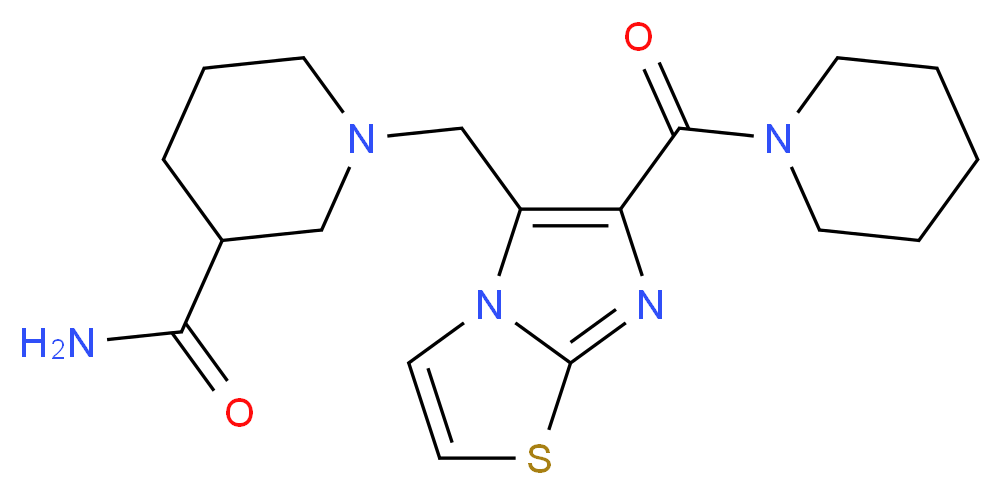 1-{[6-(piperidin-1-ylcarbonyl)imidazo[2,1-b][1,3]thiazol-5-yl]methyl}piperidine-3-carboxamide_分子结构_CAS_)