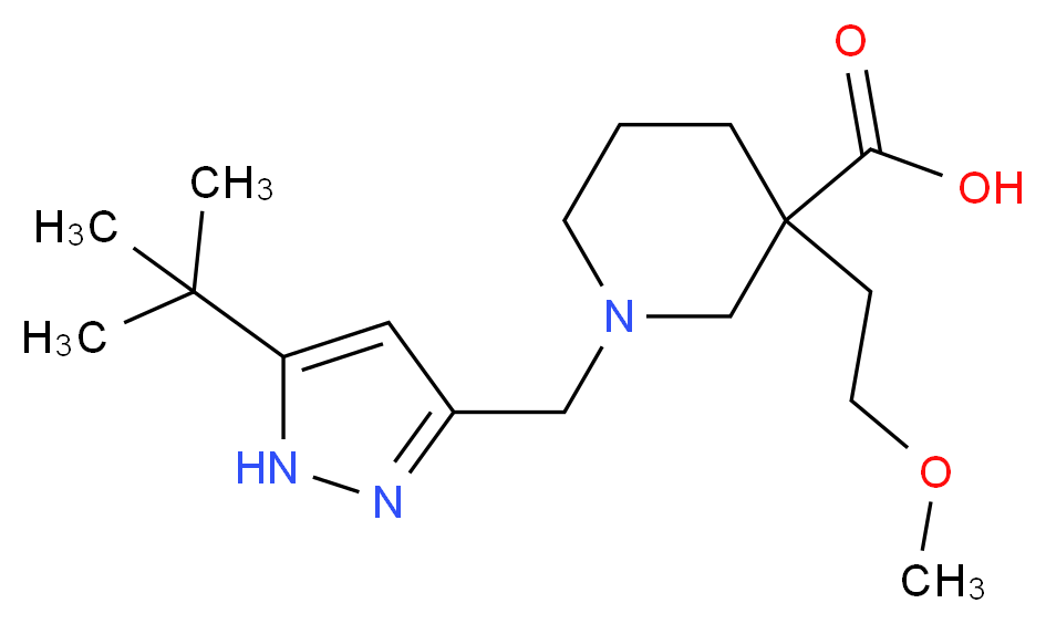 1-[(5-tert-butyl-1H-pyrazol-3-yl)methyl]-3-(2-methoxyethyl)-3-piperidinecarboxylic acid_分子结构_CAS_)