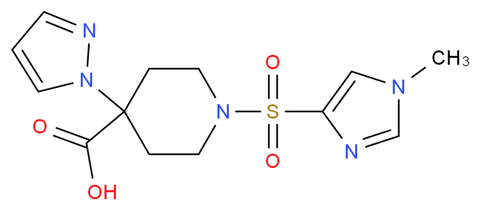 1-[(1-methyl-1H-imidazol-4-yl)sulfonyl]-4-(1H-pyrazol-1-yl)piperidine-4-carboxylic acid_分子结构_CAS_)