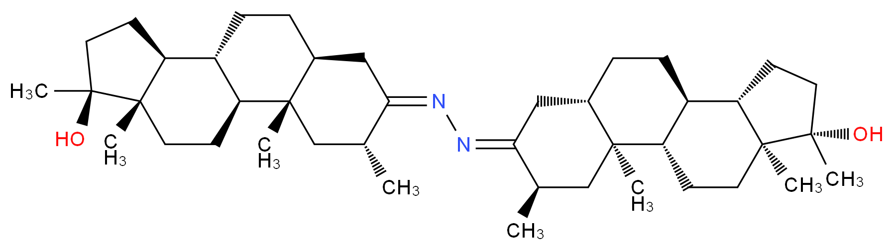 (1S,2S,4R,5Z,7S,10R,11S,14S,15S)-5-{2-[(1S,2S,4R,5E,7S,10R,11S,14S,15S)-14-hydroxy-2,4,14,15-tetramethyltetracyclo[8.7.0.0<sup>2</sup>,<sup>7</sup>.0<sup>1</sup><sup>1</sup>,<sup>1</sup><sup>5</sup>]heptadecan-5-ylidene]hydrazin-1-ylidene}-2,4,14,15-tetramethyltetracyclo[8.7.0.0<sup>2</sup>,<sup>7</sup>.0<sup>1</sup><sup>1</sup>,<sup>1</sup><sup>5</sup>]heptadecan-14-ol_分子结构_CAS_3625-07-8