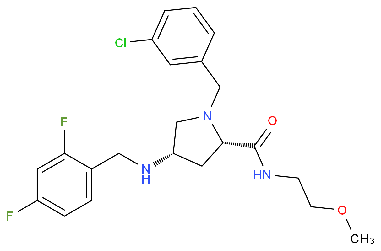 (4S)-1-(3-chlorobenzyl)-4-[(2,4-difluorobenzyl)amino]-N-(2-methoxyethyl)-L-prolinamide_分子结构_CAS_)