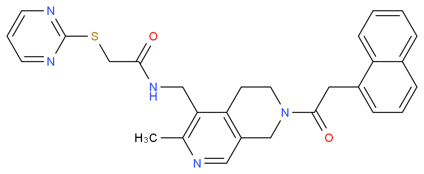 N-{[3-methyl-7-(1-naphthylacetyl)-5,6,7,8-tetrahydro-2,7-naphthyridin-4-yl]methyl}-2-(2-pyrimidinylthio)acetamide_分子结构_CAS_)