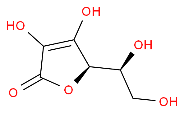 (5R)-5-[(1S)-1,2-dihydroxyethyl]-3,4-dihydroxy-2,5-dihydrofuran-2-one_分子结构_CAS_50-81-7