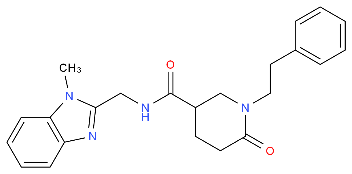 N-[(1-methyl-1H-benzimidazol-2-yl)methyl]-6-oxo-1-(2-phenylethyl)-3-piperidinecarboxamide_分子结构_CAS_)