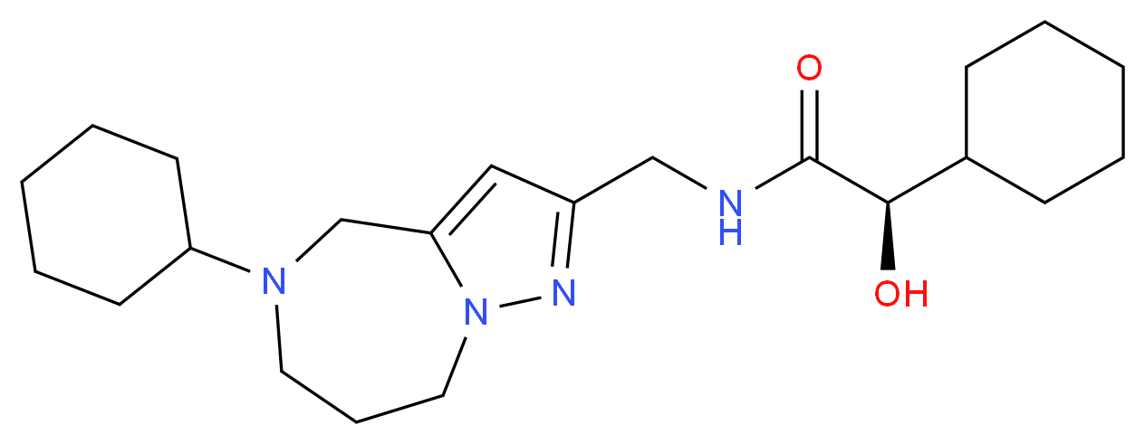 (2R)-2-cyclohexyl-N-[(5-cyclohexyl-5,6,7,8-tetrahydro-4H-pyrazolo[1,5-a][1,4]diazepin-2-yl)methyl]-2-hydroxyacetamide_分子结构_CAS_)