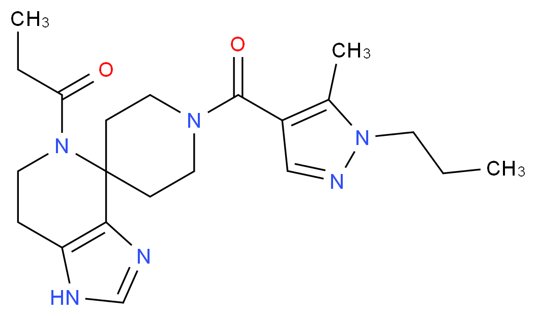 1'-[(5-methyl-1-propyl-1H-pyrazol-4-yl)carbonyl]-5-propionyl-1,5,6,7-tetrahydrospiro[imidazo[4,5-c]pyridine-4,4'-piperidine]_分子结构_CAS_)