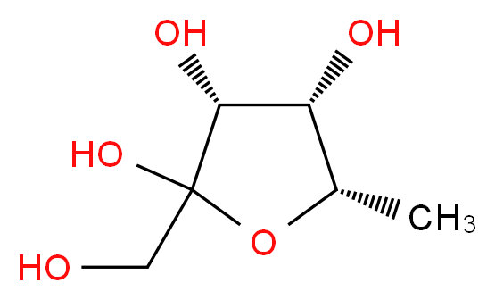 (3R,4S,5S)-2-(hydroxymethyl)-5-methyloxolane-2,3,4-triol_分子结构_CAS_13074-08-3