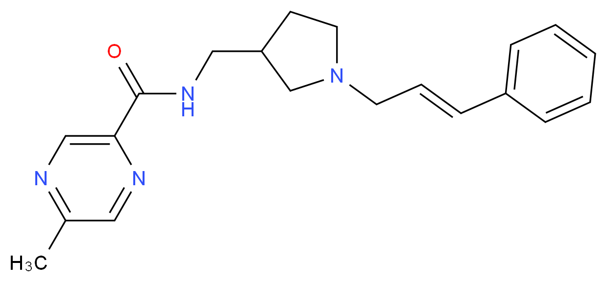 5-methyl-N-({1-[(2E)-3-phenylprop-2-en-1-yl]pyrrolidin-3-yl}methyl)pyrazine-2-carboxamide_分子结构_CAS_)