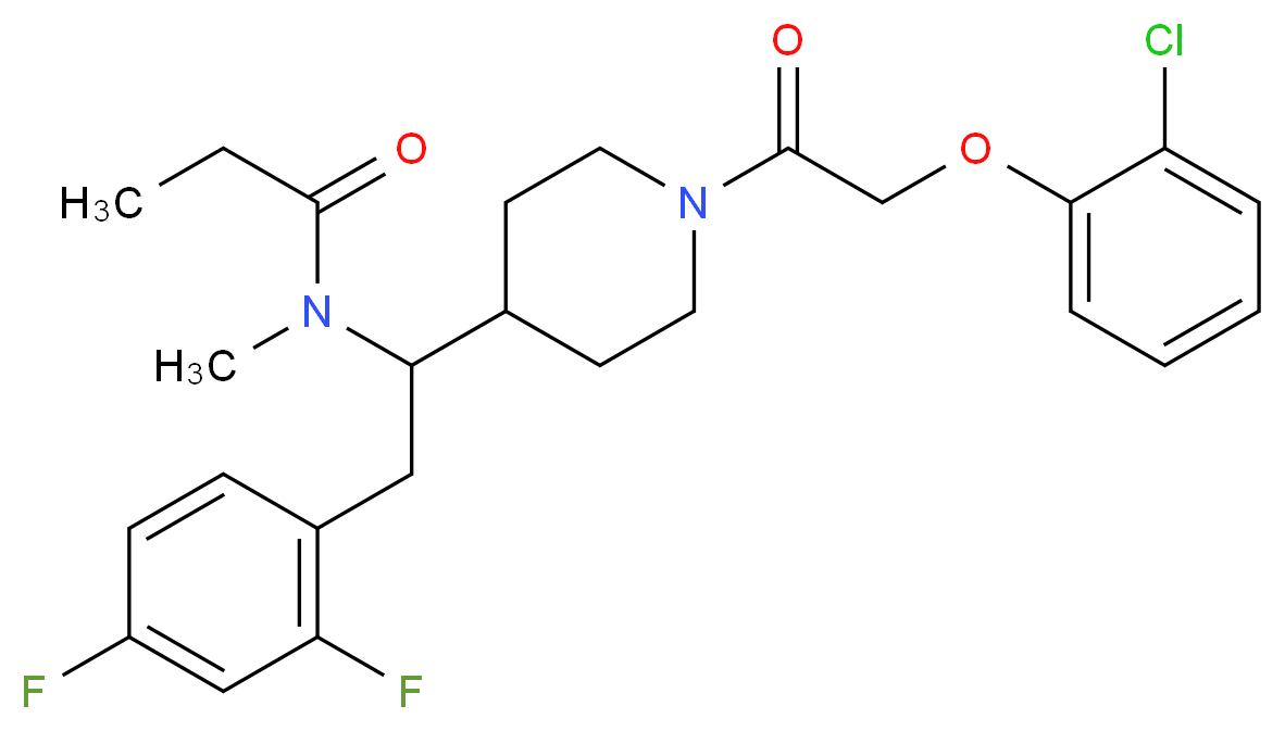 N-[1-{1-[(2-chlorophenoxy)acetyl]-4-piperidinyl}-2-(2,4-difluorophenyl)ethyl]-N-methylpropanamide_分子结构_CAS_)