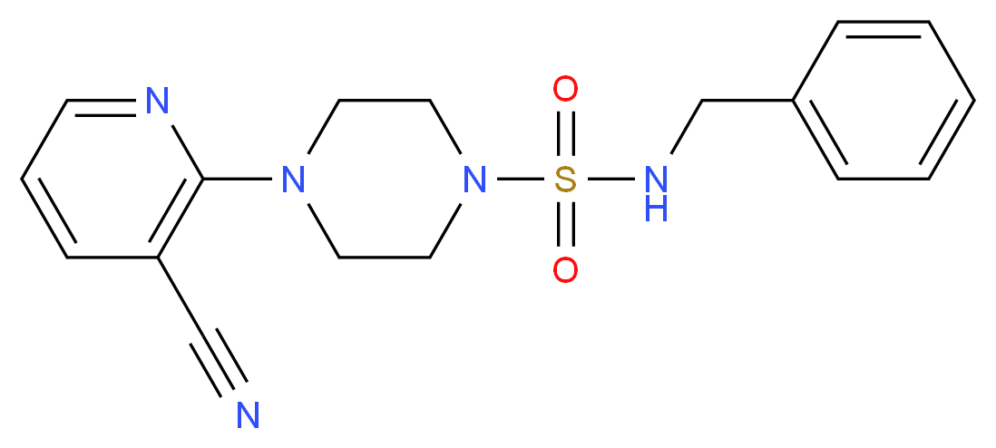 N-benzyl-4-(3-cyanopyridin-2-yl)piperazine-1-sulfonamide_分子结构_CAS_)