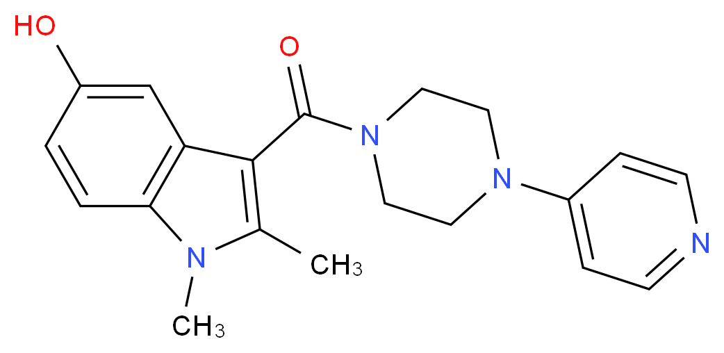 1,2-dimethyl-3-[(4-pyridin-4-ylpiperazin-1-yl)carbonyl]-1H-indol-5-ol_分子结构_CAS_)