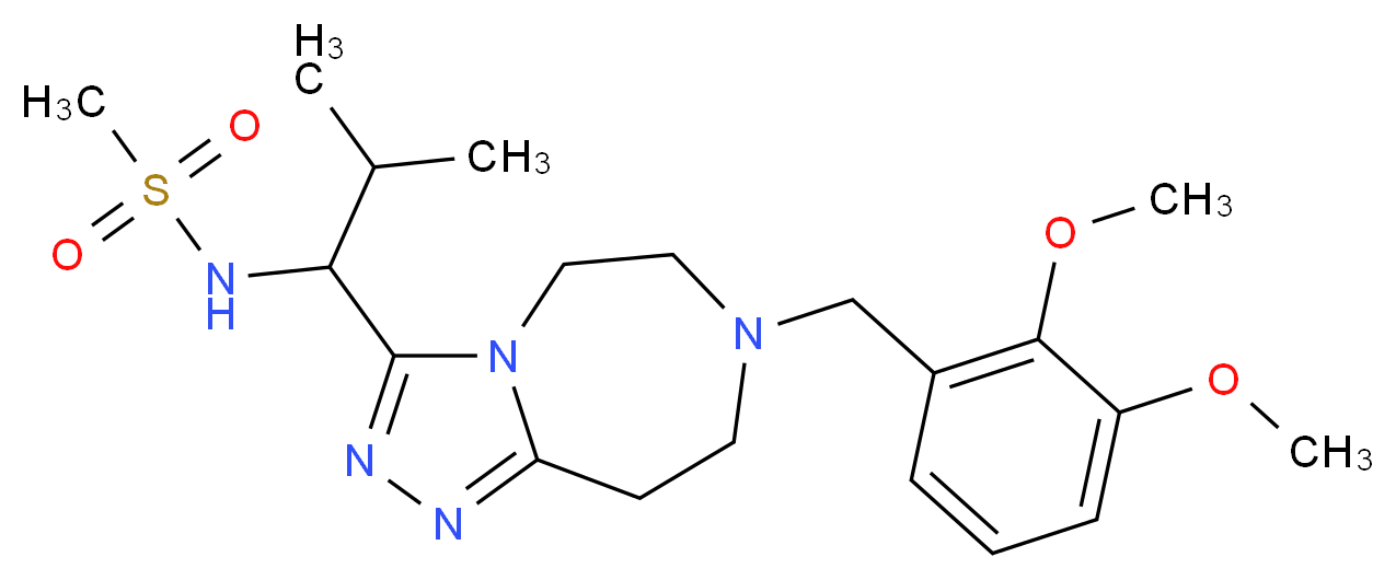 N-{1-[7-(2,3-dimethoxybenzyl)-6,7,8,9-tetrahydro-5H-[1,2,4]triazolo[4,3-d][1,4]diazepin-3-yl]-2-methylpropyl}methanesulfonamide_分子结构_CAS_)