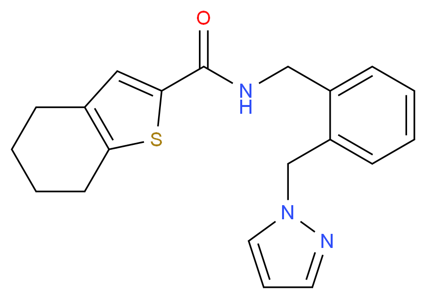 N-[2-(1H-pyrazol-1-ylmethyl)benzyl]-4,5,6,7-tetrahydro-1-benzothiophene-2-carboxamide_分子结构_CAS_)