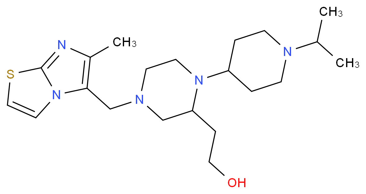 2-{1-(1-isopropyl-4-piperidinyl)-4-[(6-methylimidazo[2,1-b][1,3]thiazol-5-yl)methyl]-2-piperazinyl}ethanol_分子结构_CAS_)