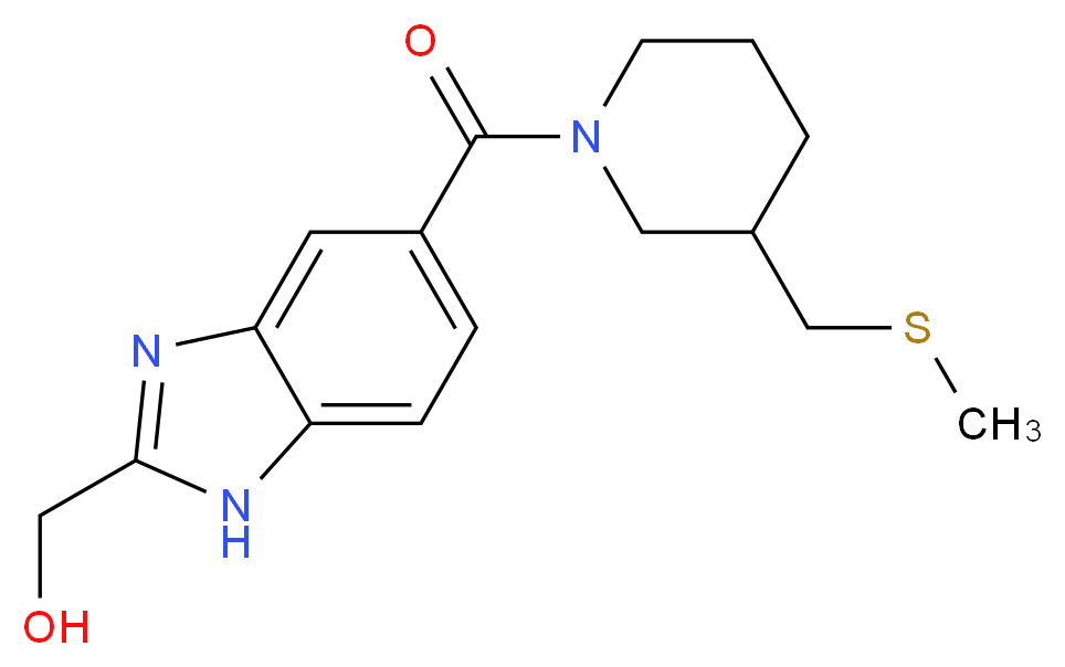[5-({3-[(methylthio)methyl]piperidin-1-yl}carbonyl)-1H-benzimidazol-2-yl]methanol_分子结构_CAS_)
