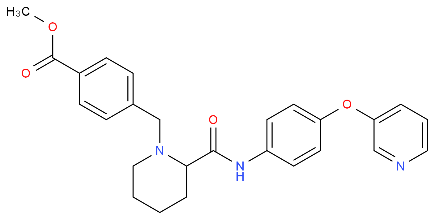 methyl 4-{[2-({[4-(3-pyridinyloxy)phenyl]amino}carbonyl)-1-piperidinyl]methyl}benzoate_分子结构_CAS_)
